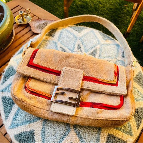 Authentic Fendi Tan Calf Hair Baguette - Picture 4 of 9